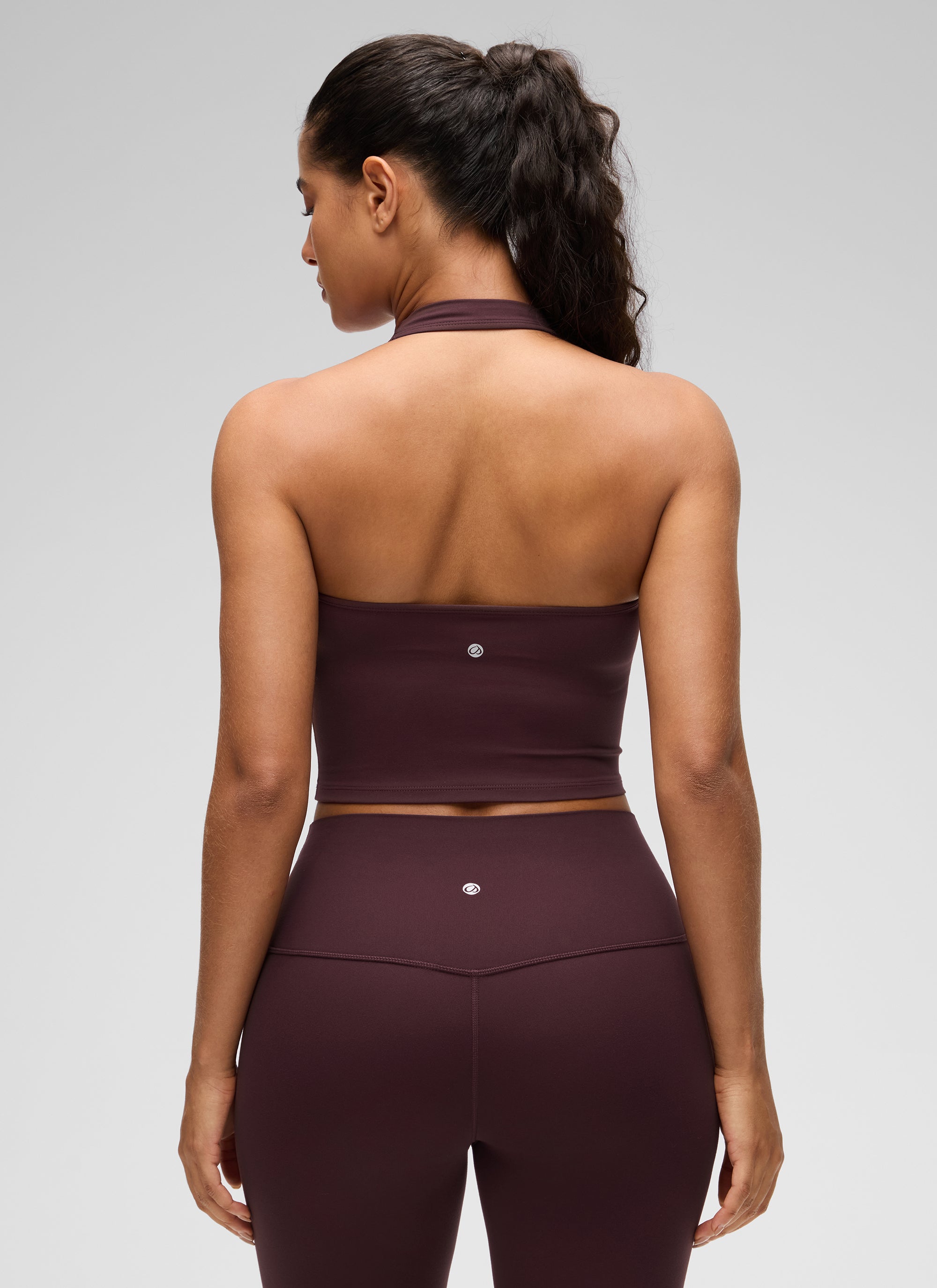 CRZ YOGA Camisetas sin Mangas con Cuello Halter y Tirantes Finos Ciruela madura