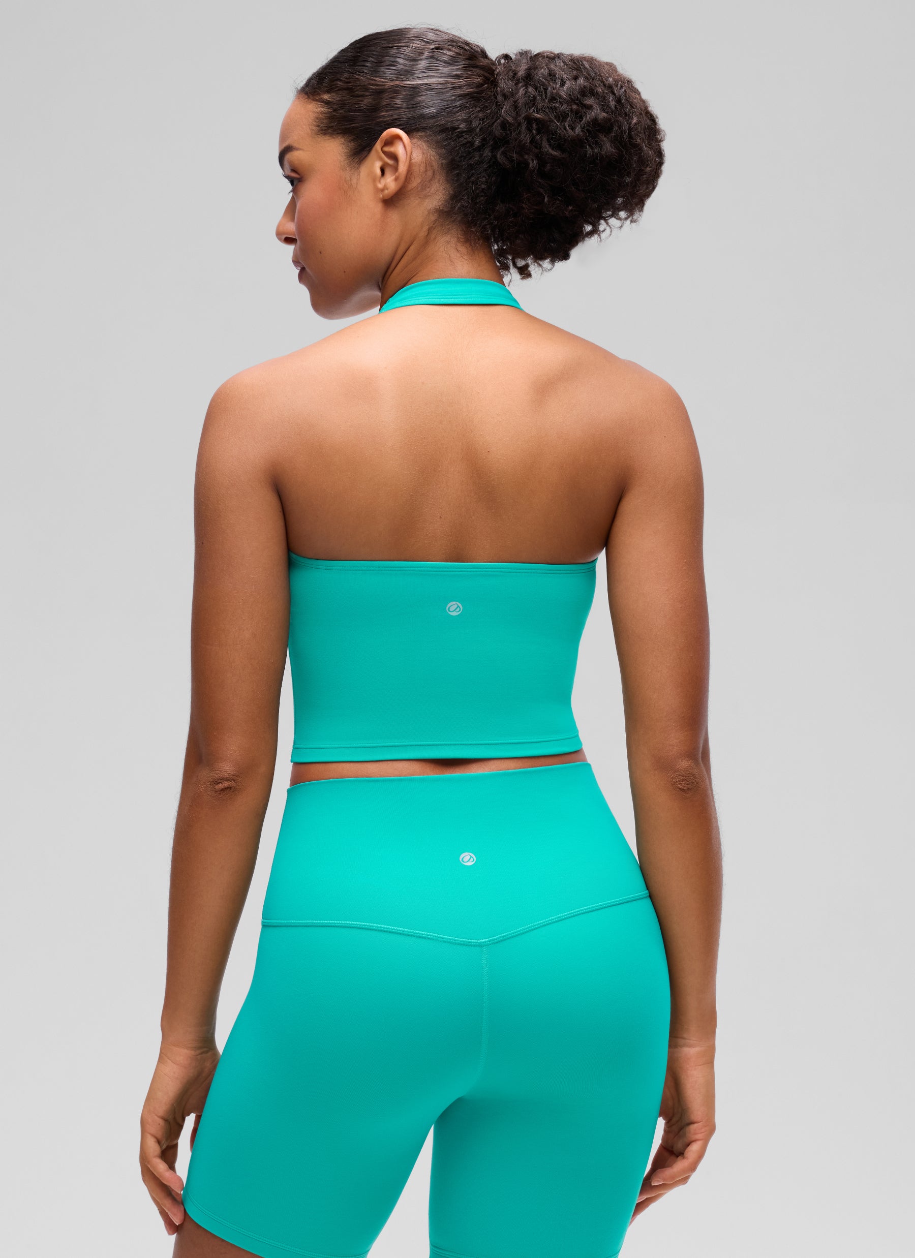 CRZ YOGA Camisetas sin Mangas con Cuello Halter y Tirantes Finos Trópicos Teal