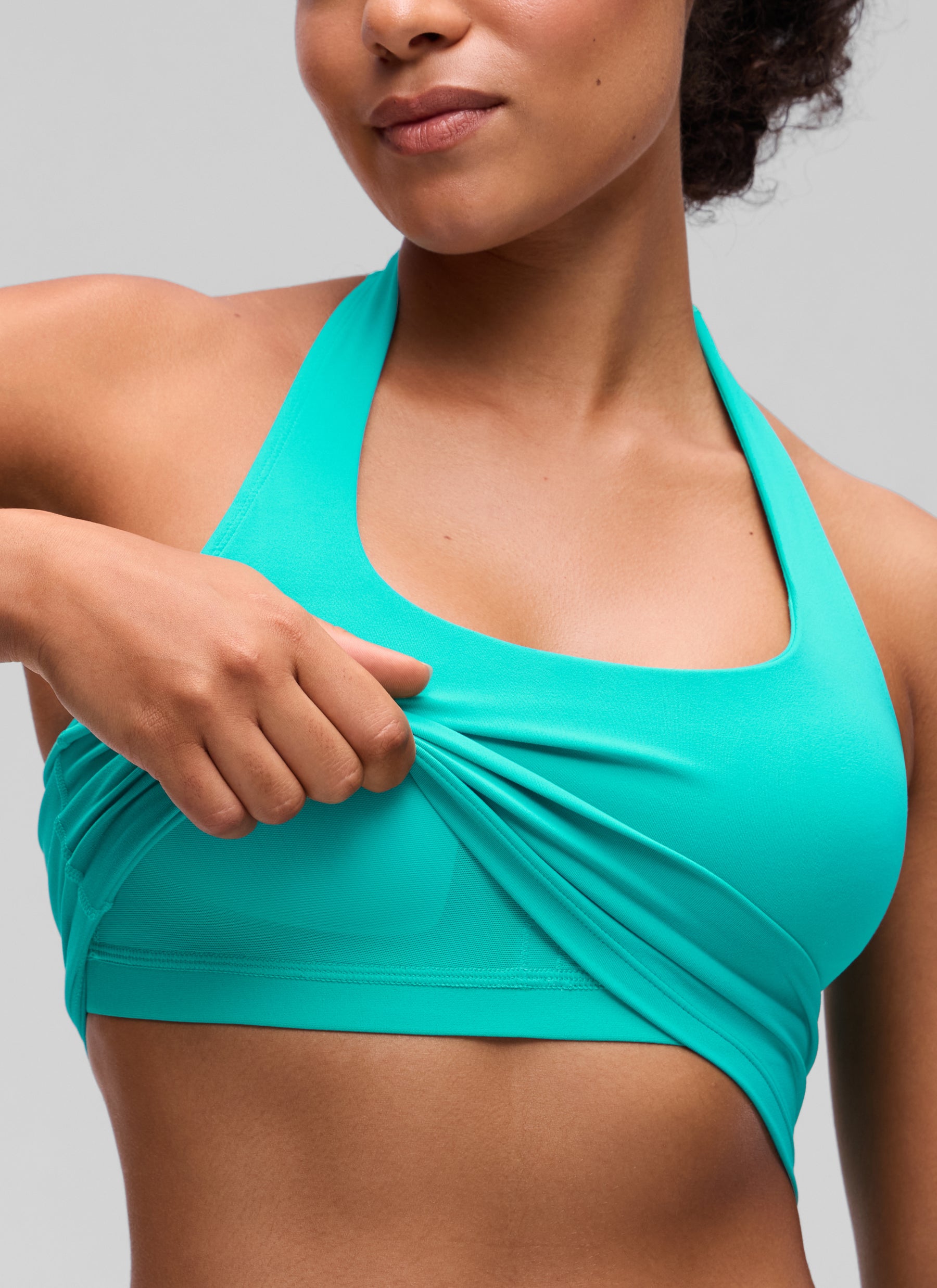 CRZ YOGA Camisetas sin Mangas con Cuello Halter y Tirantes Finos Trópicos Teal