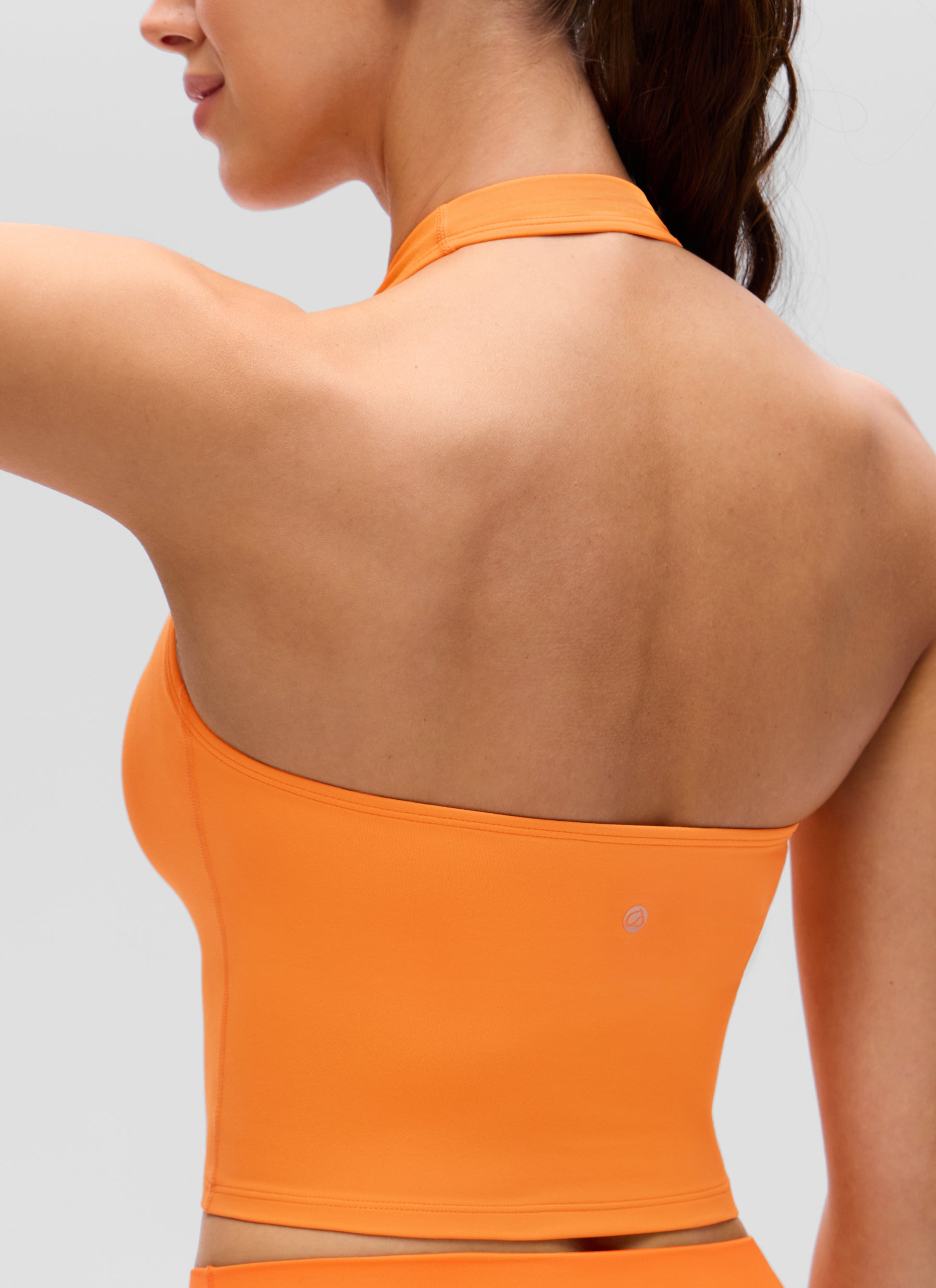 CRZ YOGA Camisetas sin Mangas con Cuello Halter y Tirantes Finos Naranja Tigre