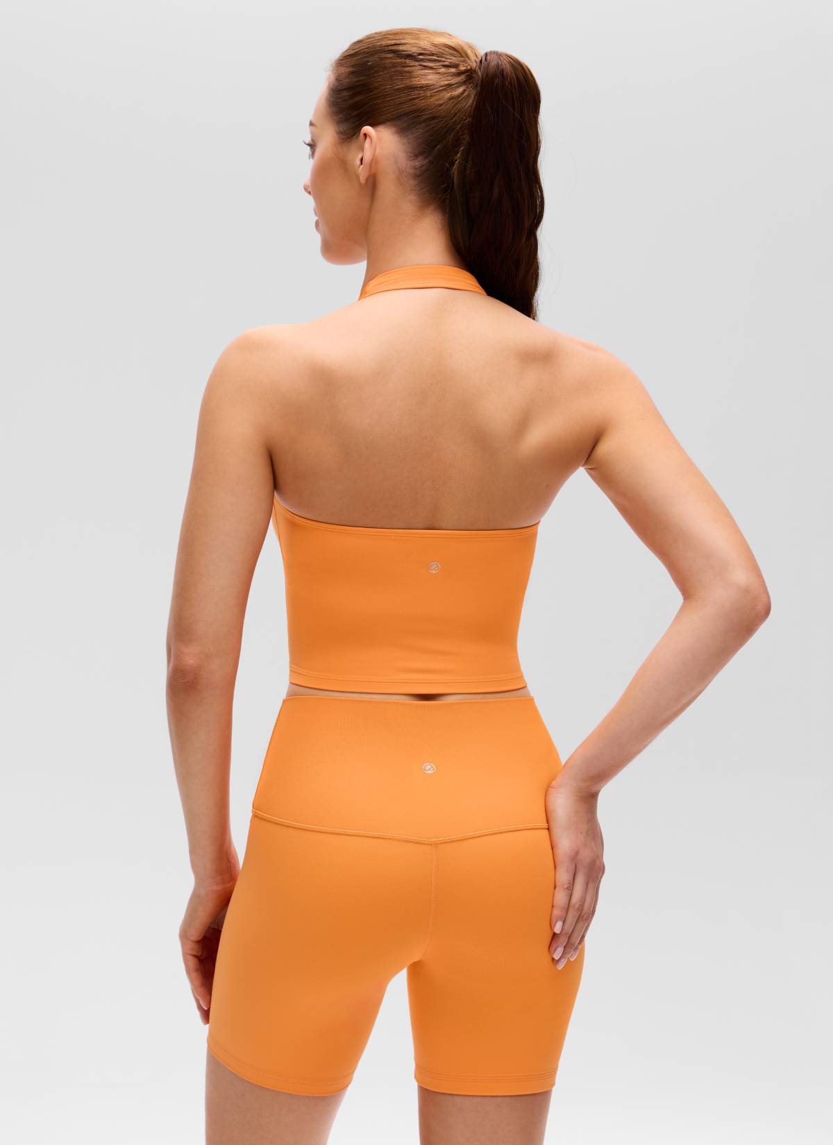 CRZ YOGA Camisetas sin Mangas con Cuello Halter y Tirantes Finos Naranja Tigre