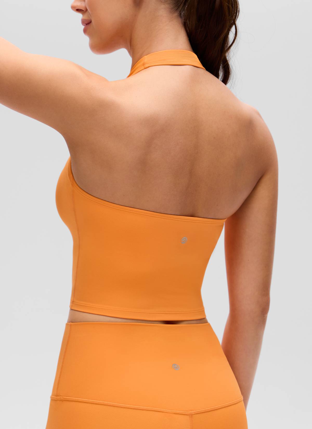 CRZ YOGA Camisetas sin Mangas con Cuello Halter y Tirantes Finos Naranja Tigre