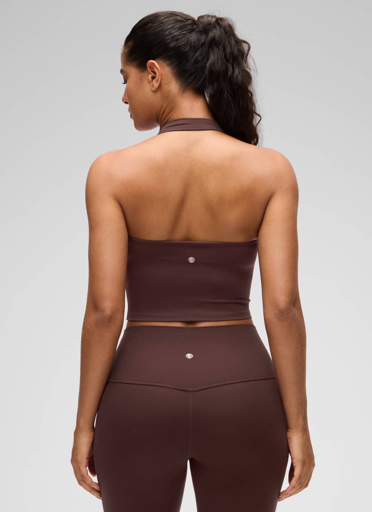 CRZ YOGA Camisetas sin Mangas con Cuello Halter y Tirantes Finos Gris pardo