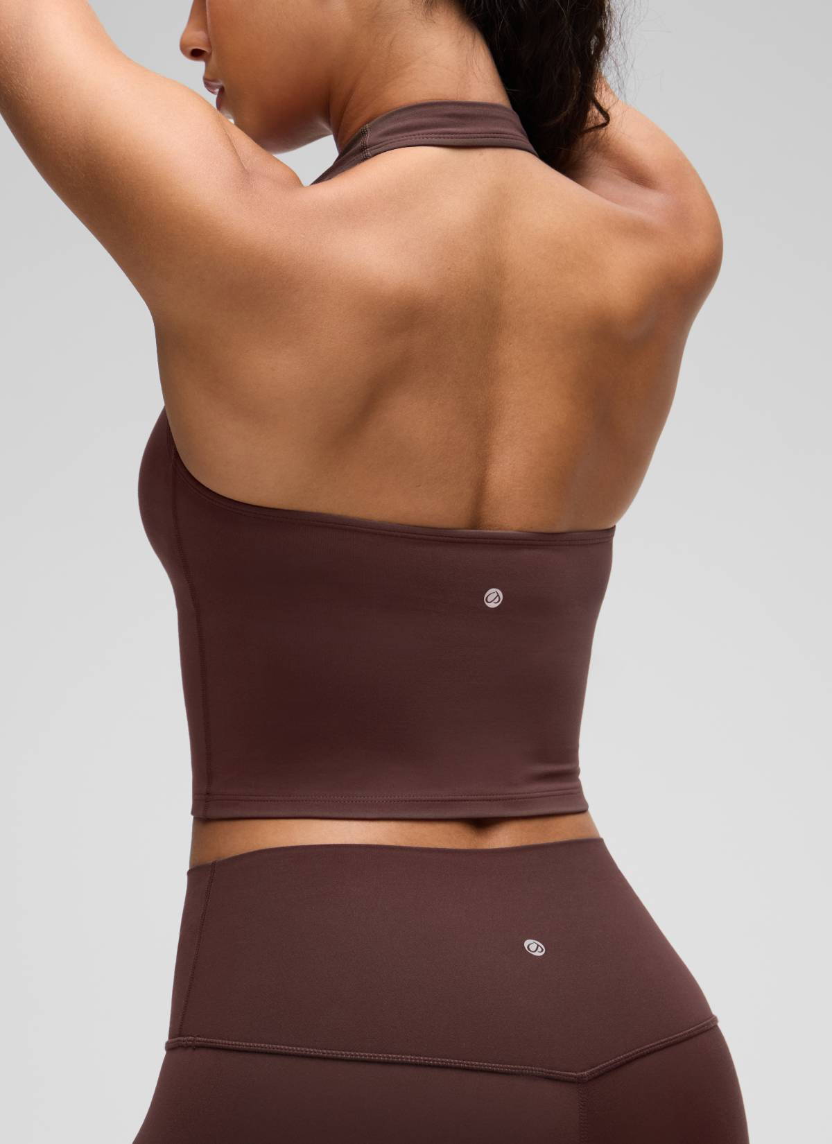 CRZ YOGA Camisetas sin Mangas con Cuello Halter y Tirantes Finos Gris pardo