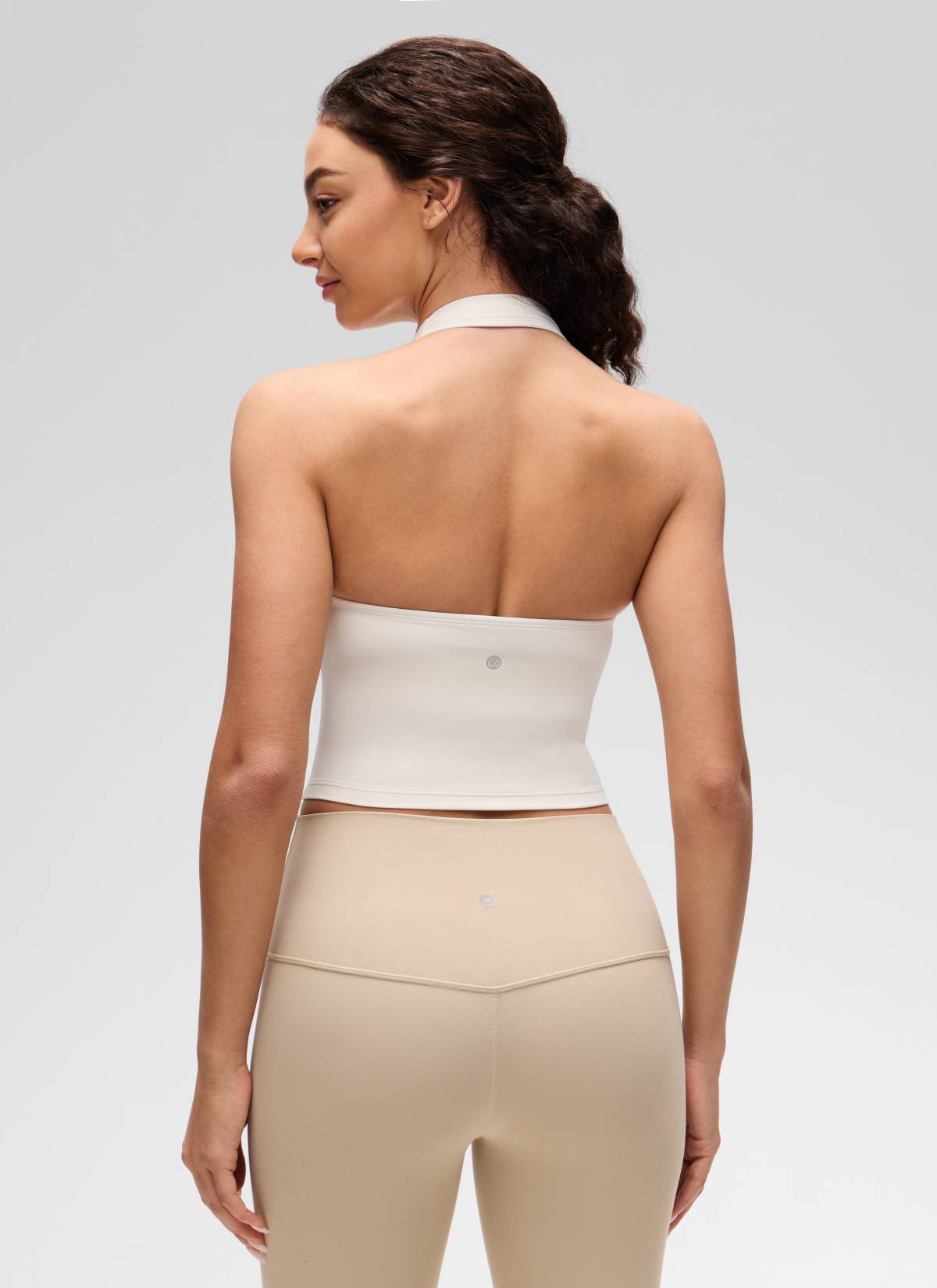 CRZ YOGA Camisetas sin Mangas con Cuello Halter y Tirantes Finos Albaricoque blanco