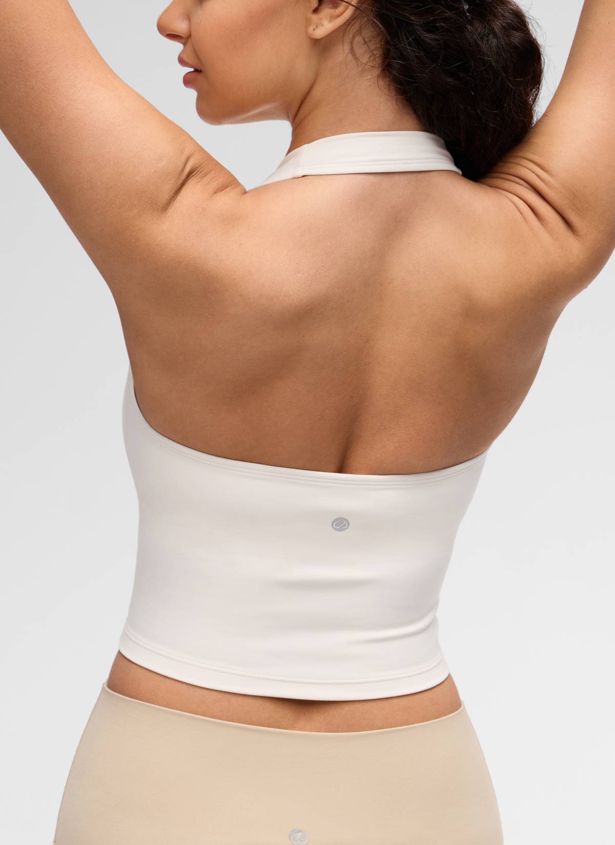 CRZ YOGA Camisetas sin Mangas con Cuello Halter y Tirantes Finos Albaricoque blanco