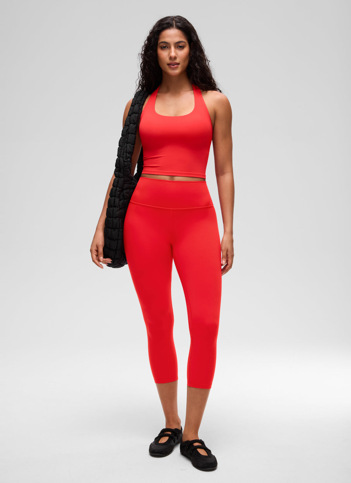 CRZ YOGA Camisetas sin Mangas con Cuello Halter y Tirantes Finos Rojo Profundo @model_info:C