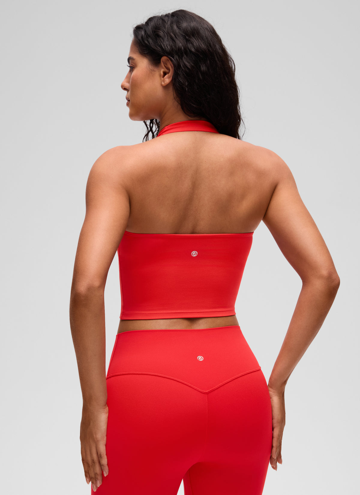 CRZ YOGA Camisetas sin Mangas con Cuello Halter y Tirantes Finos Rojo Profundo @model_info:C