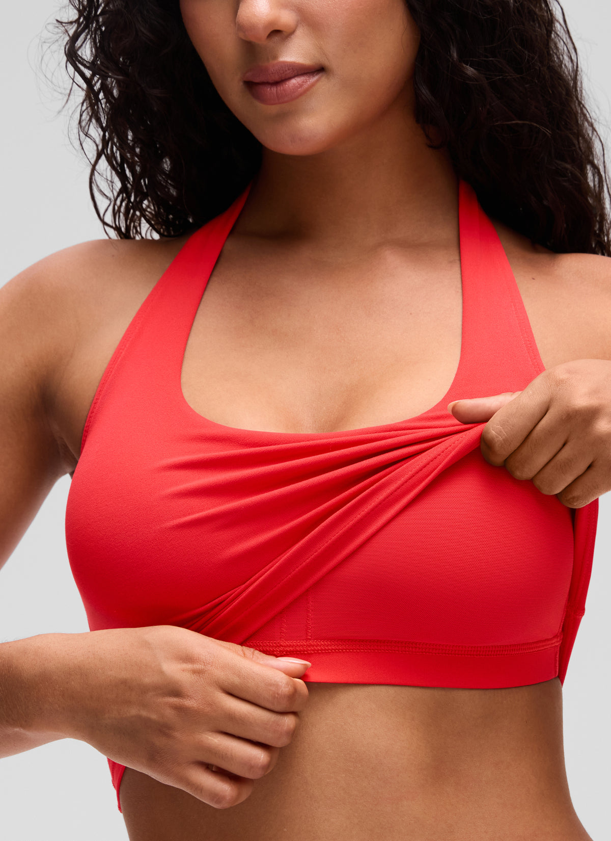 CRZ YOGA Camisetas sin Mangas con Cuello Halter y Tirantes Finos Rojo Profundo @model_info:C