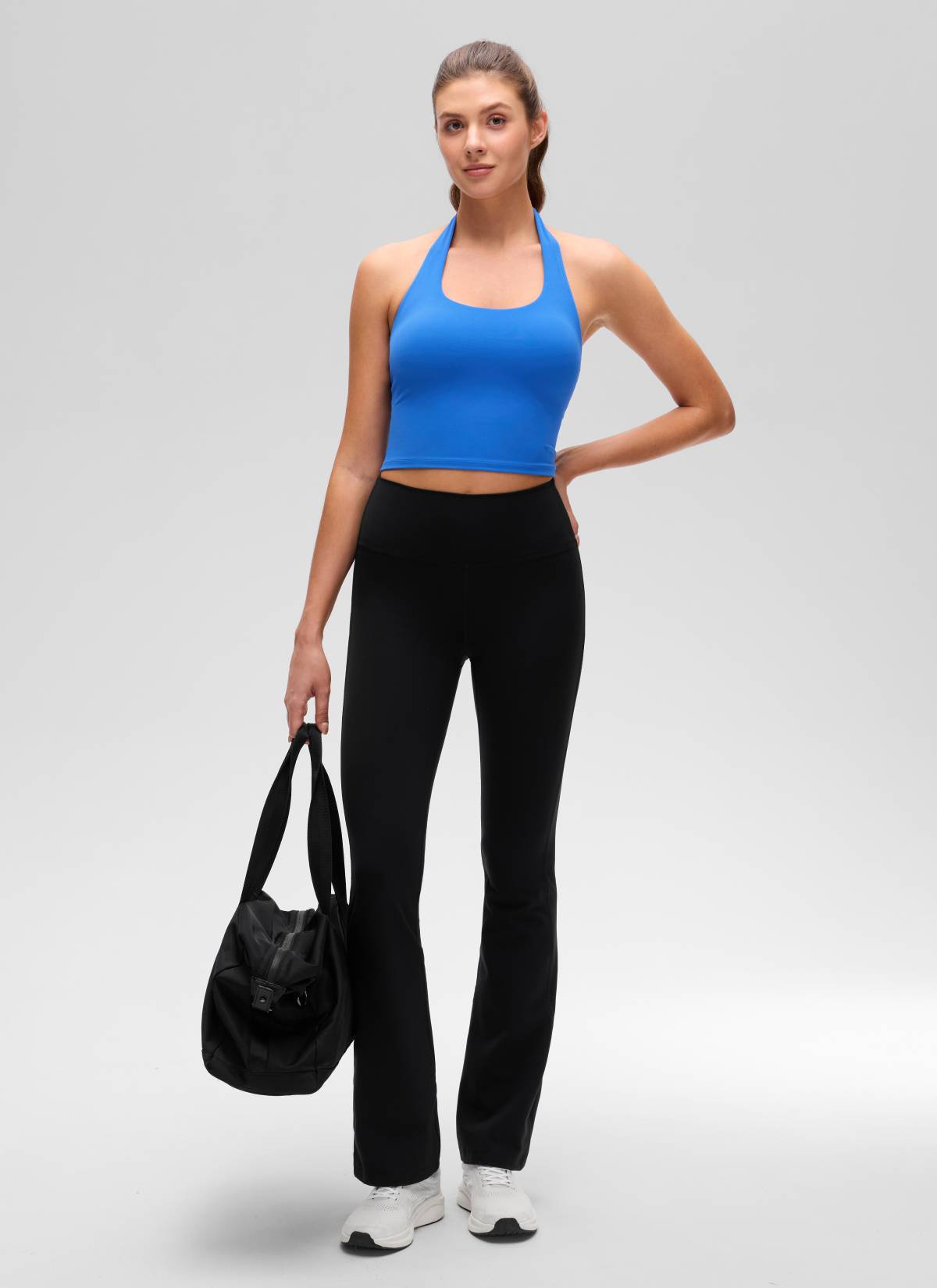CRZ YOGA Camisetas sin Mangas con Cuello Halter y Tirantes Finos Azul Destello @model_info:Gelya