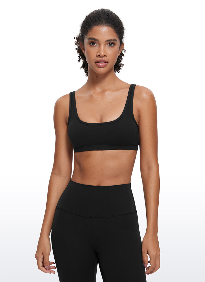 CRZ YOGA Mini Sujetador Acolchado con Cuello Redondo para Mujer Negro