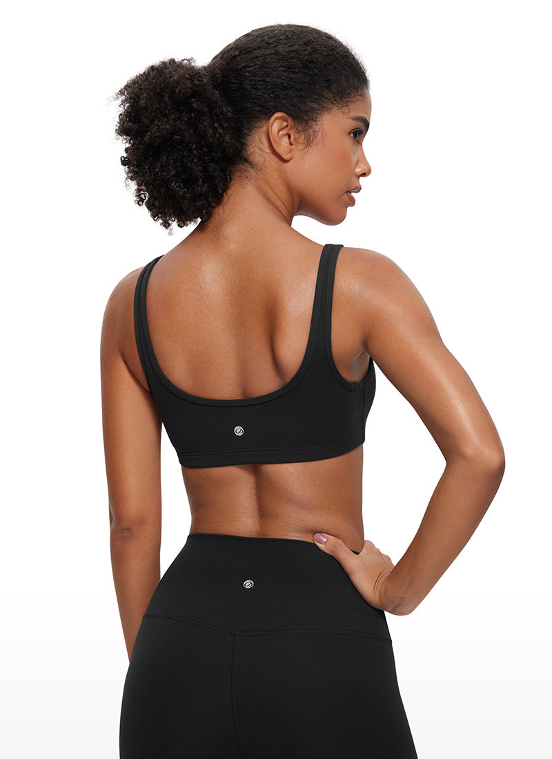 CRZ YOGA Mini Sujetador Acolchado con Cuello Redondo para Mujer Negro