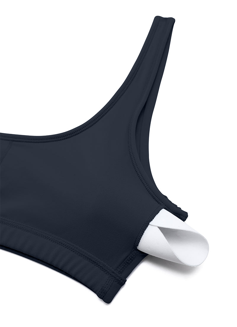 CRZ YOGA Mini Sujetador Acolchado con Cuello Redondo para Mujer Azul twilight