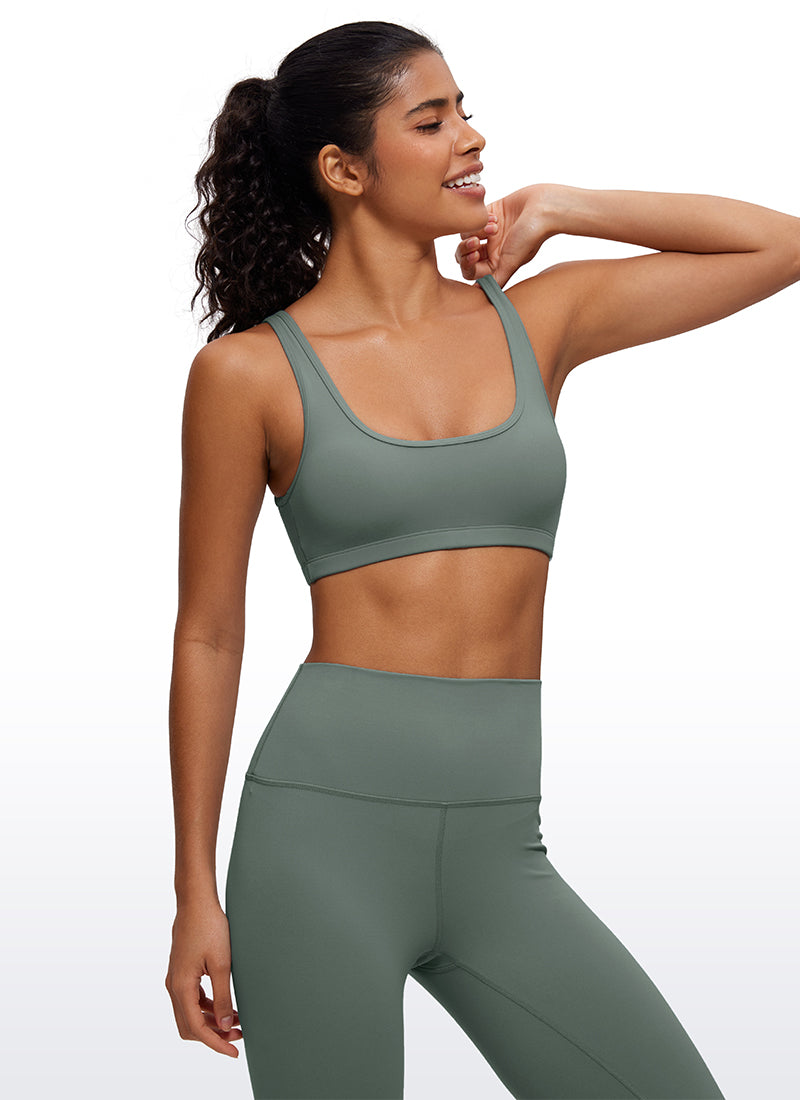 CRZ YOGA Mini Sujetador Acolchado con Cuello Redondo para Mujer Salvia gris