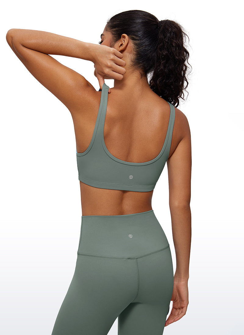 CRZ YOGA Mini Sujetador Acolchado con Cuello Redondo para Mujer Salvia gris