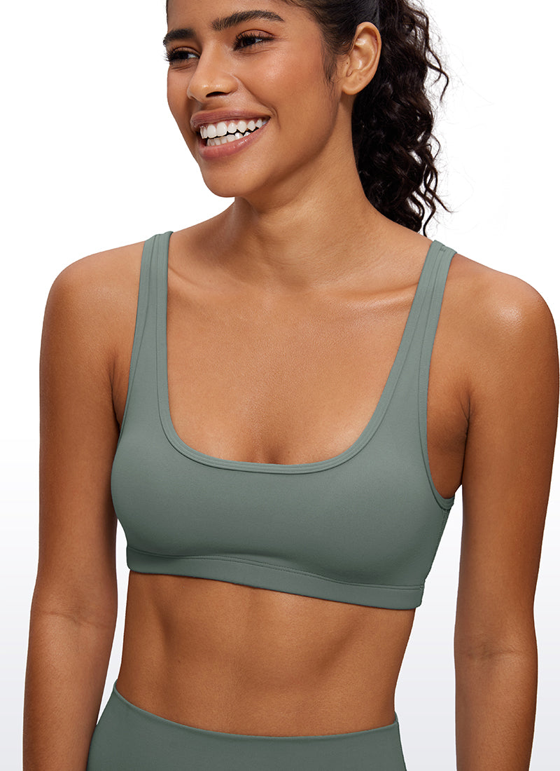 CRZ YOGA Mini Sujetador Acolchado con Cuello Redondo para Mujer Salvia gris