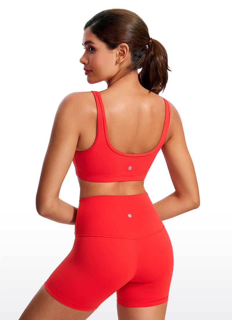 CRZ YOGA Mini Sujetador Acolchado con Cuello Redondo para Mujer Rojo Profundo