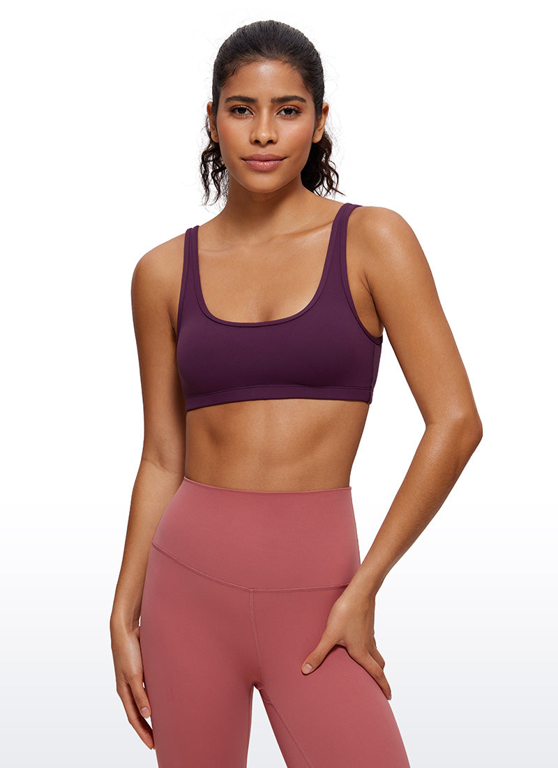 CRZ YOGA Mini Sujetador Acolchado con Cuello Redondo para Mujer Deep Purple