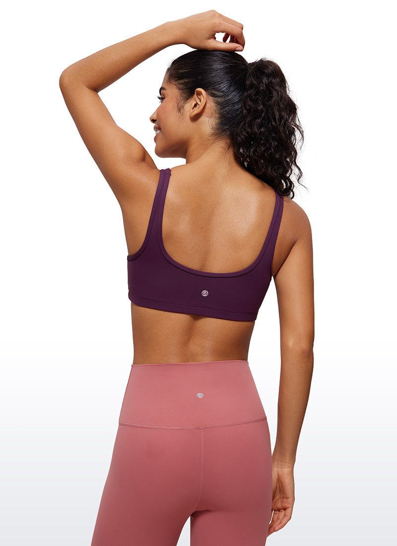 CRZ YOGA Mini Sujetador Acolchado con Cuello Redondo para Mujer Deep Purple