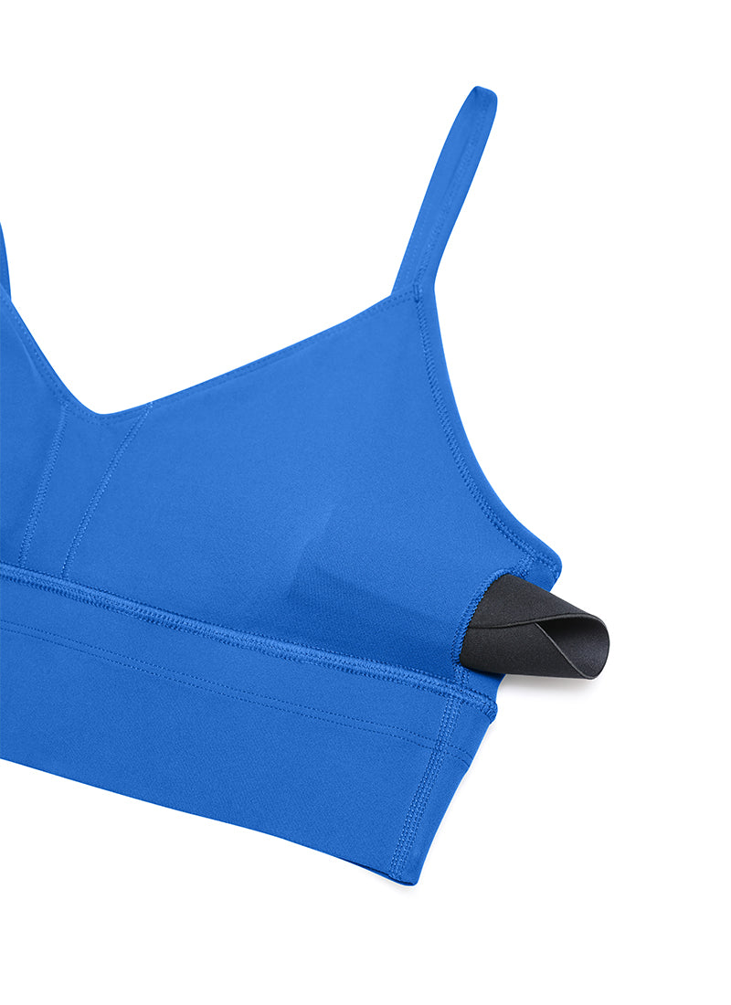 CRZ YOGA Butterluxe Sujetador deportivo de Cuello en V para Mujer Azul Destello
