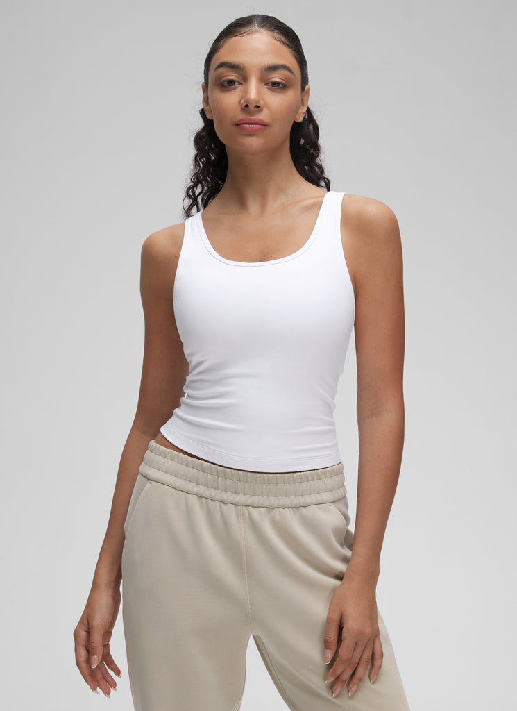 CRZ YOGA Butterluxe Tank de Corte Ajustado con Racerback para Mujer blanco