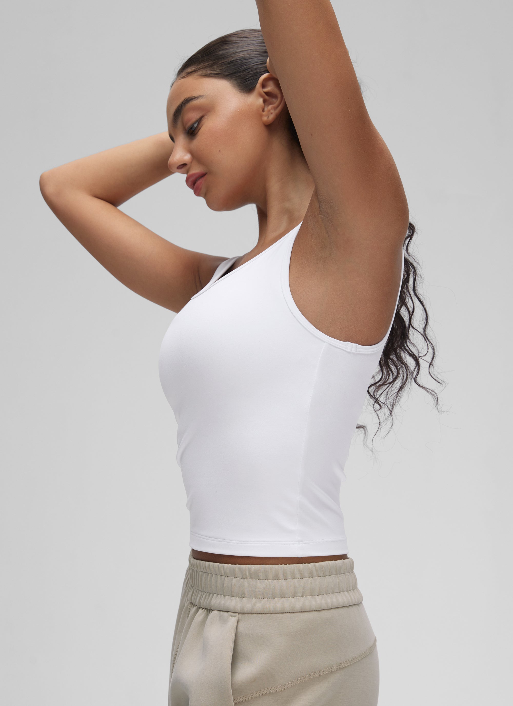 CRZ YOGA Butterluxe Tank de Corte Ajustado con Racerback para Mujer blanco