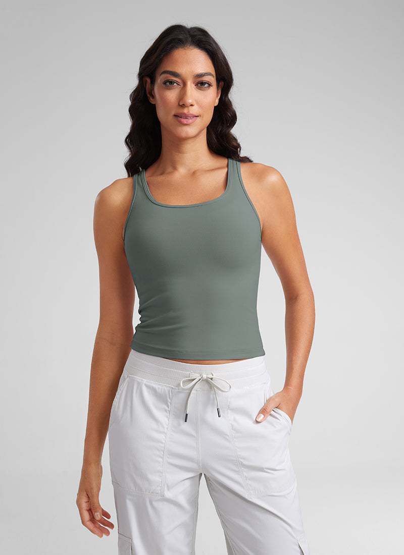 CRZ YOGA Butterluxe Tank de Corte Ajustado con Racerback para Mujer Salvia gris