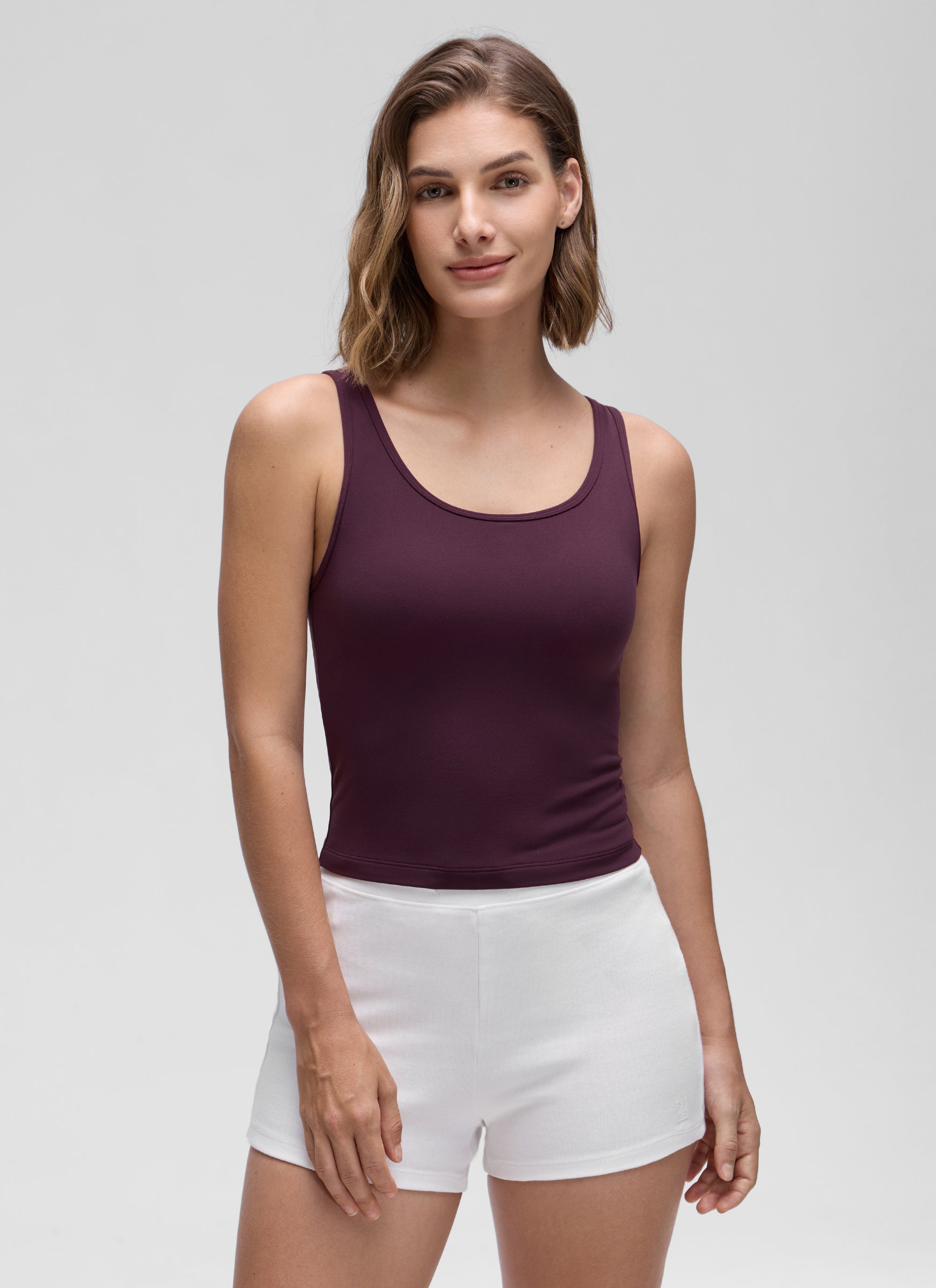 CRZ YOGA Butterluxe Tank de Corte Ajustado con Racerback para Mujer Deep Purple