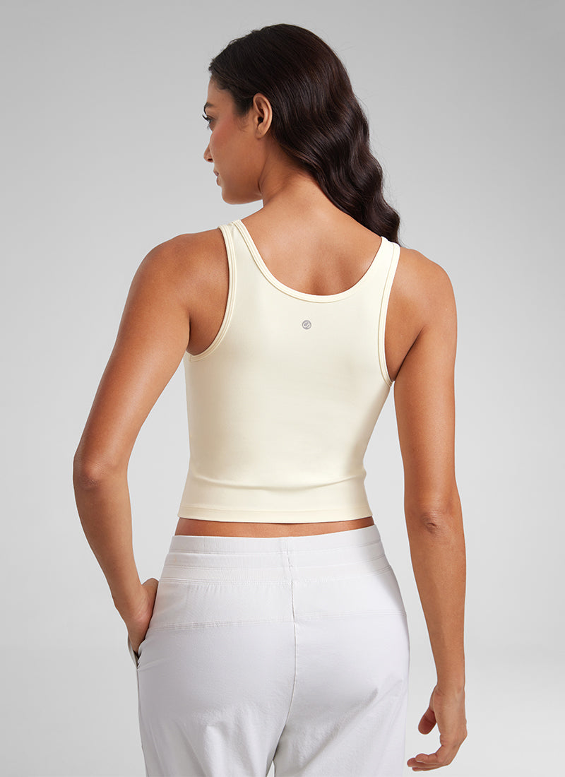 CRZ YOGA Butterluxe Tank de Corte Ajustado con Racerback para Mujer Gloam Luz Amarilla