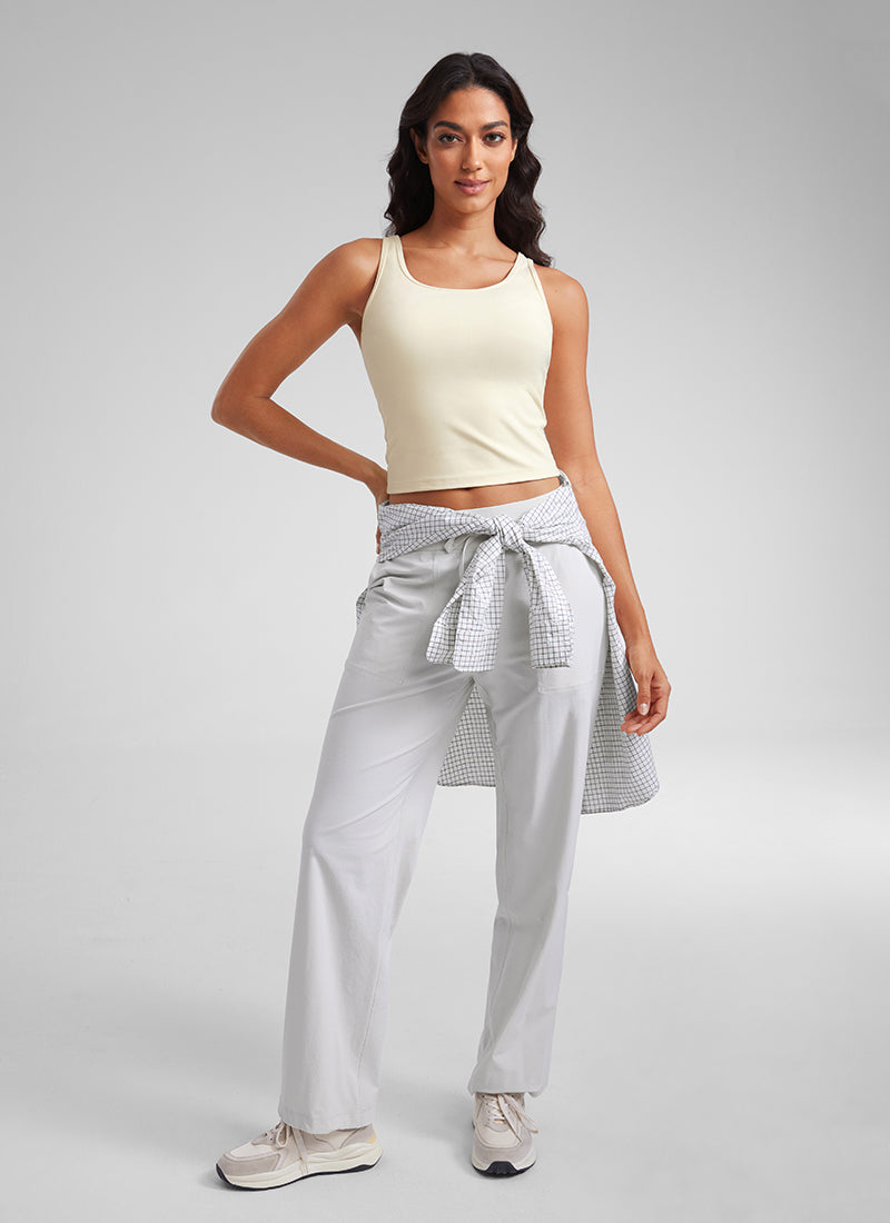 CRZ YOGA Butterluxe Tank de Corte Ajustado con Racerback para Mujer Gloam Luz Amarilla