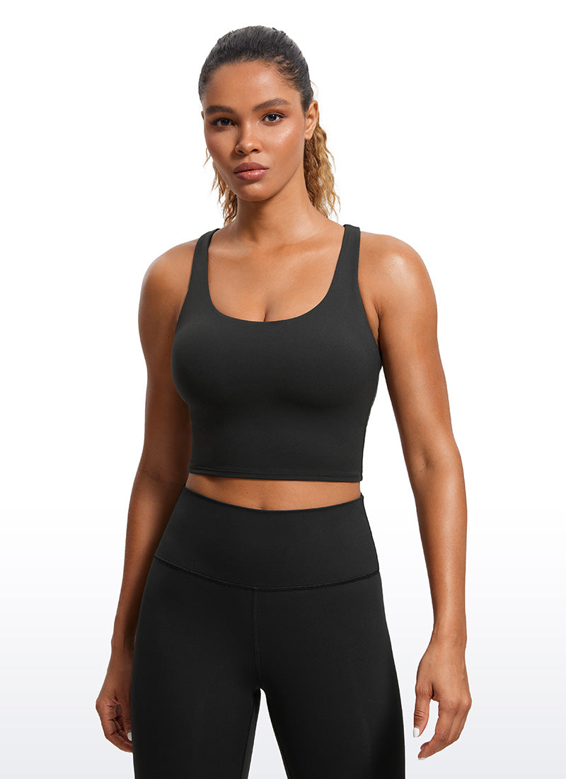 CRZ YOGA Mujeres Sujetador Deportivo Longline Strappy Criss Cross Negro