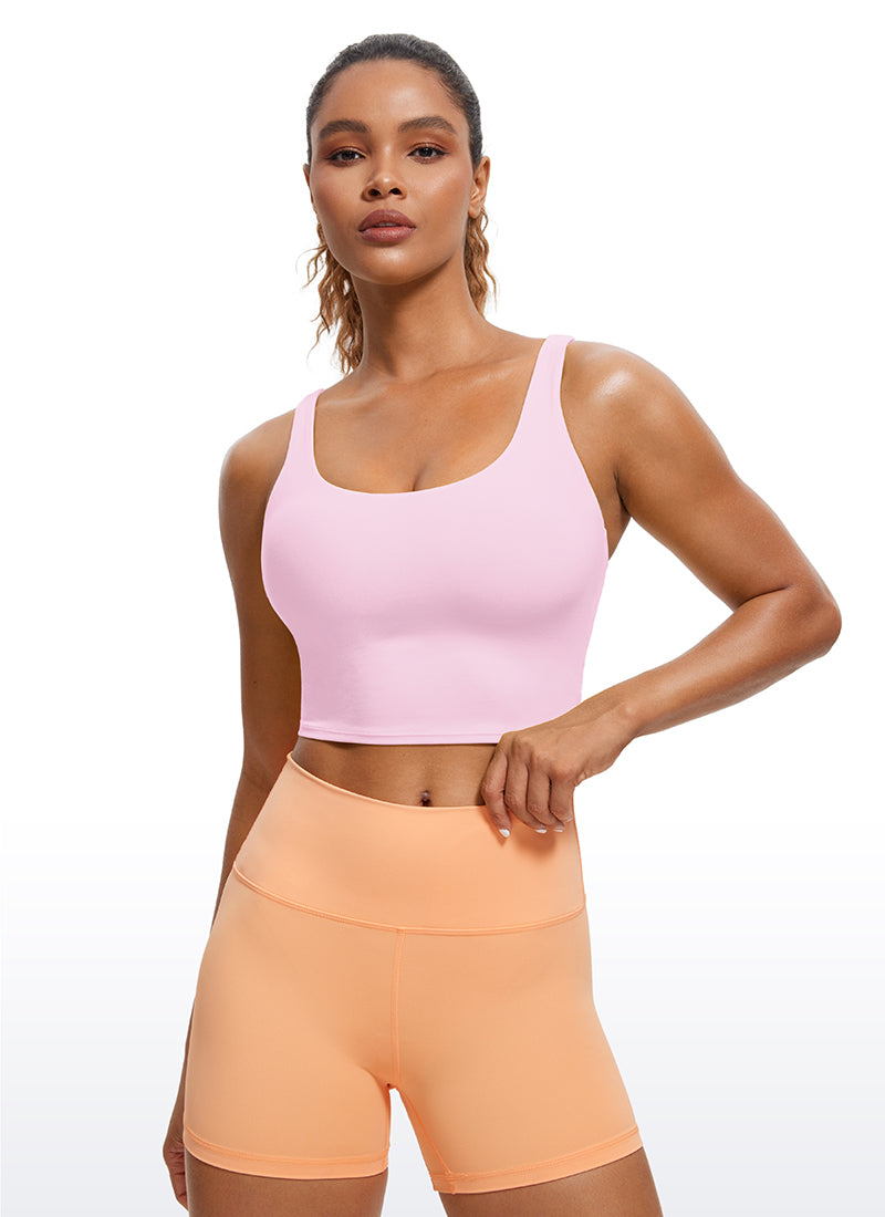 CRZ YOGA Mujeres Sujetador Deportivo Longline Strappy Criss Cross Peonía Rosa