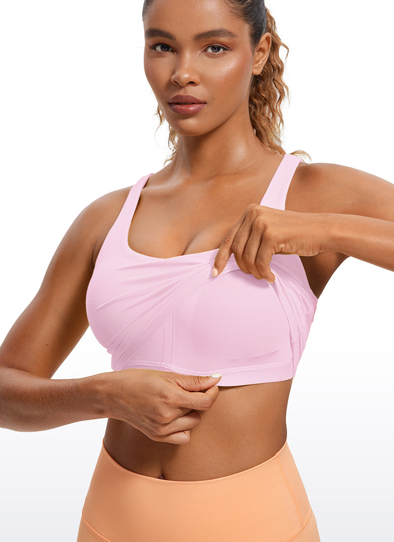 CRZ YOGA Mujeres Sujetador Deportivo Longline Strappy Criss Cross Peonía Rosa