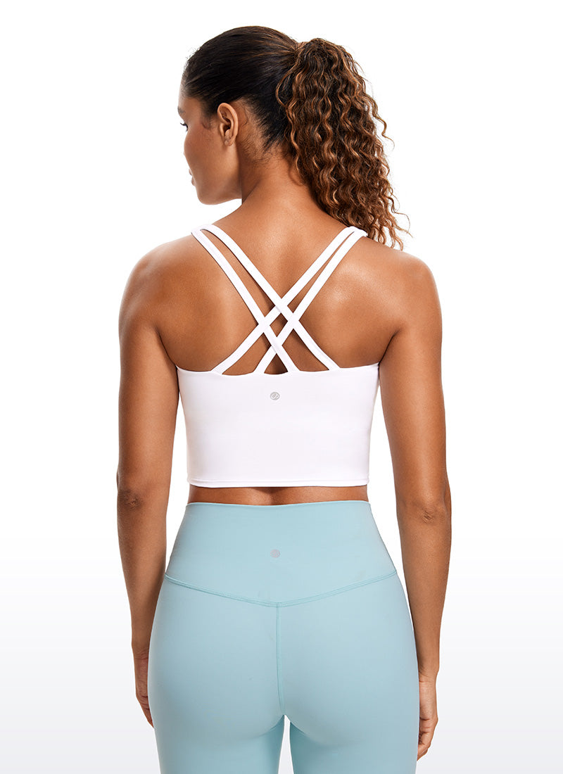 CRZ YOGA Mujeres Sujetador Deportivo Longline Strappy Criss Cross blanco