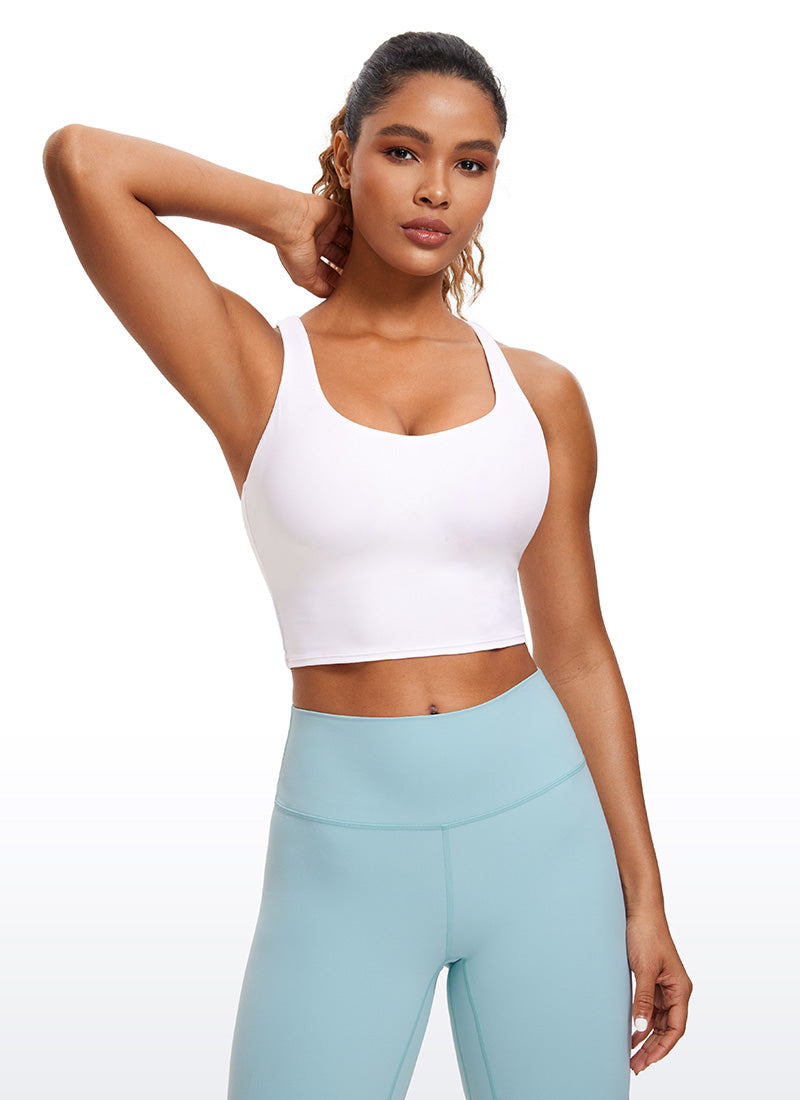 CRZ YOGA Mujeres Sujetador Deportivo Longline Strappy Criss Cross blanco