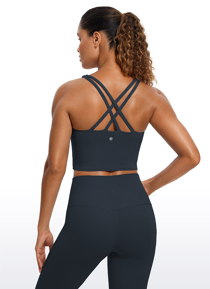 CRZ YOGA Mujeres Sujetador Deportivo Longline Strappy Criss Cross True Navy