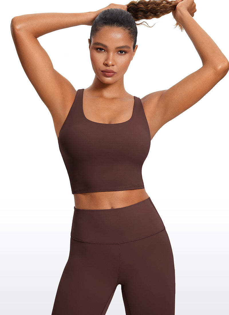 CRZ YOGA Mujeres Sujetador Deportivo Longline Strappy Criss Cross Gris pardo