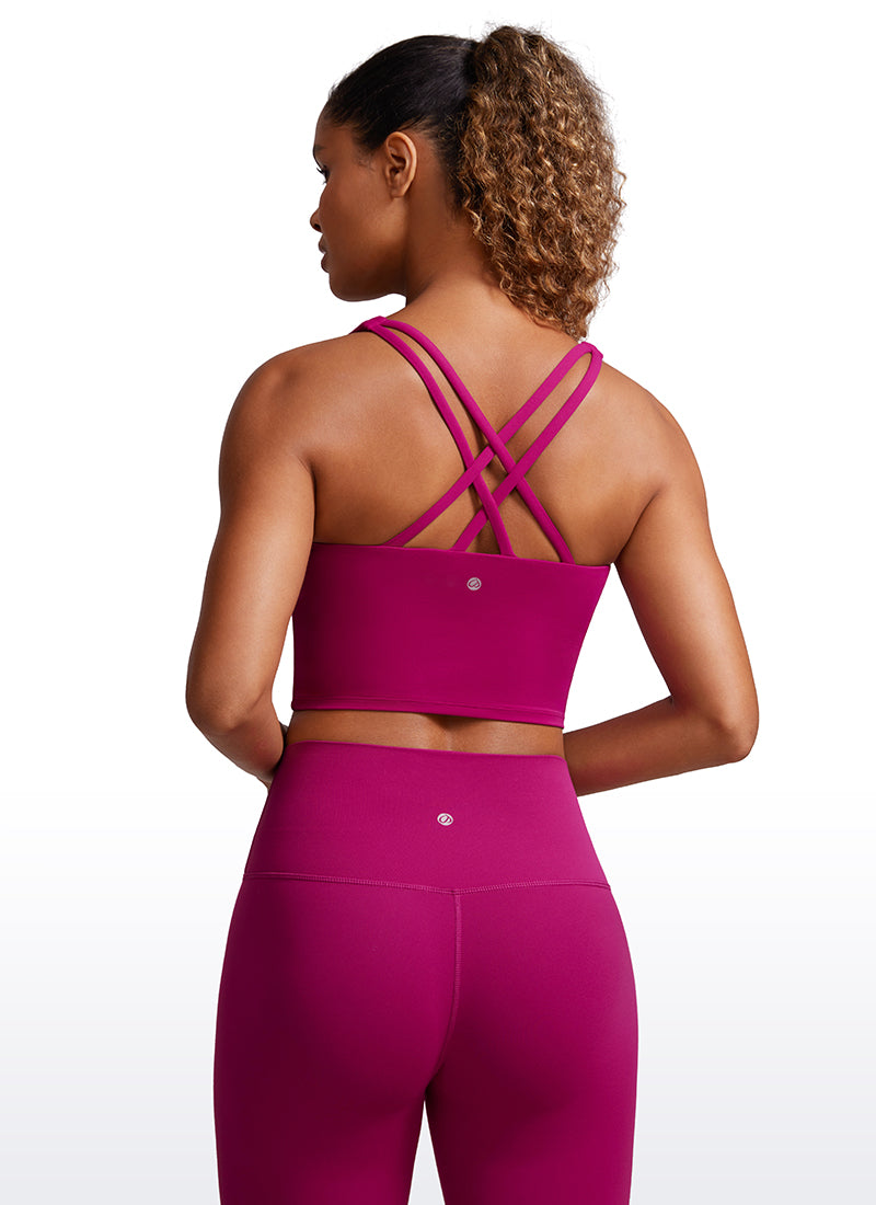 CRZ YOGA Mujeres Sujetador Deportivo Longline Strappy Criss Cross Magenta Púrpura