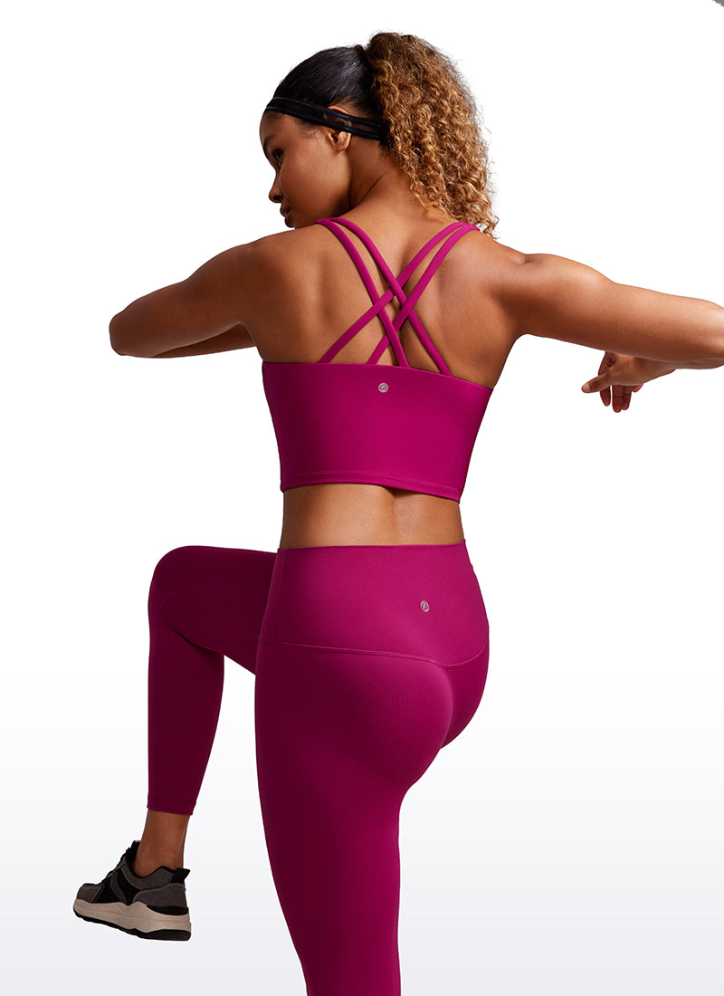 CRZ YOGA Mujeres Sujetador Deportivo Longline Strappy Criss Cross Magenta Púrpura