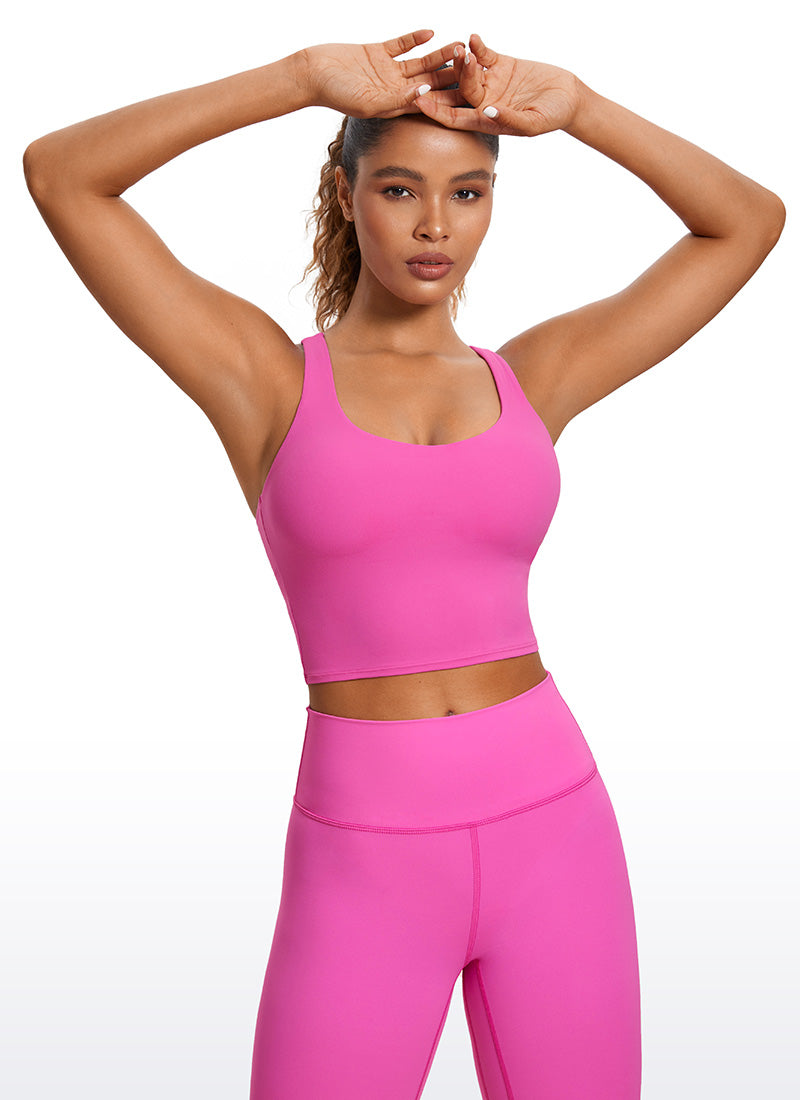 CRZ YOGA Mujeres Sujetador Deportivo Longline Strappy Criss Cross Morado claro