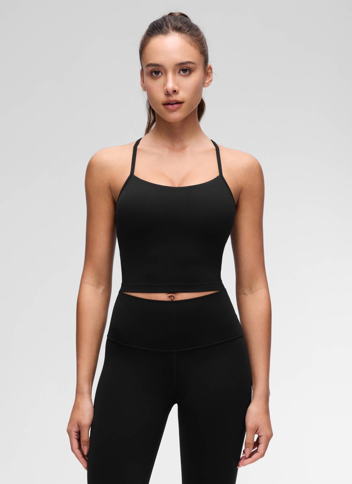 CRZ YOGA Butterluxe Tank Deportivo Largo con Espalda en Y para Mujer Negro