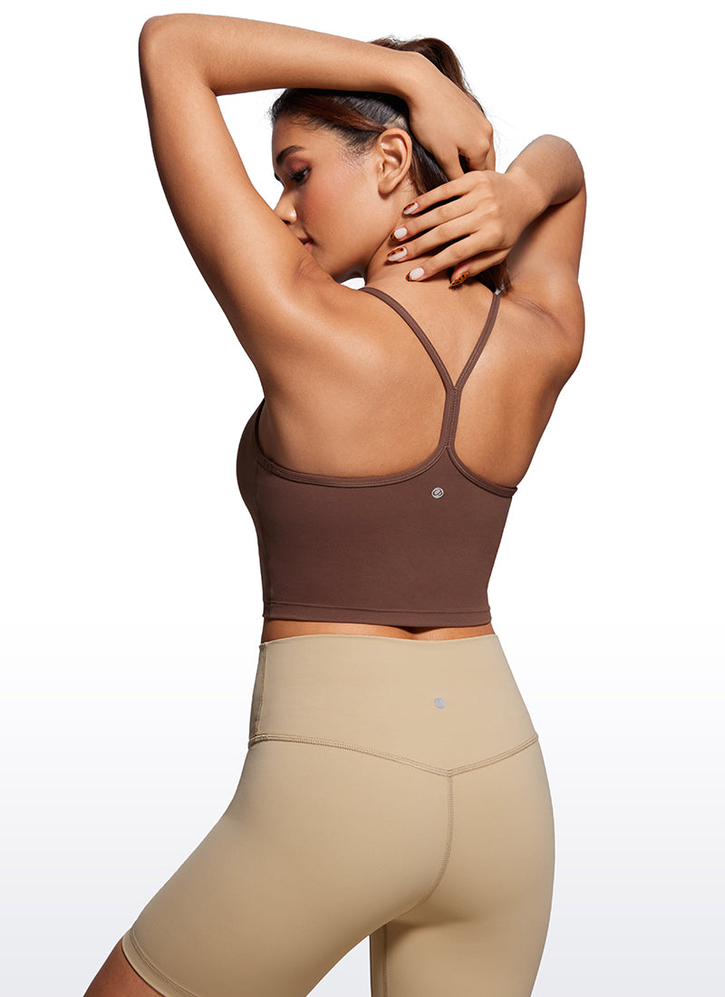 CRZ YOGA Butterluxe Tank Deportivo Largo con Espalda en Y para Mujer Café Morena
