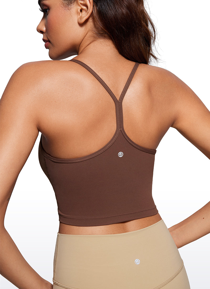 CRZ YOGA Butterluxe Tank Deportivo Largo con Espalda en Y para Mujer Café Morena
