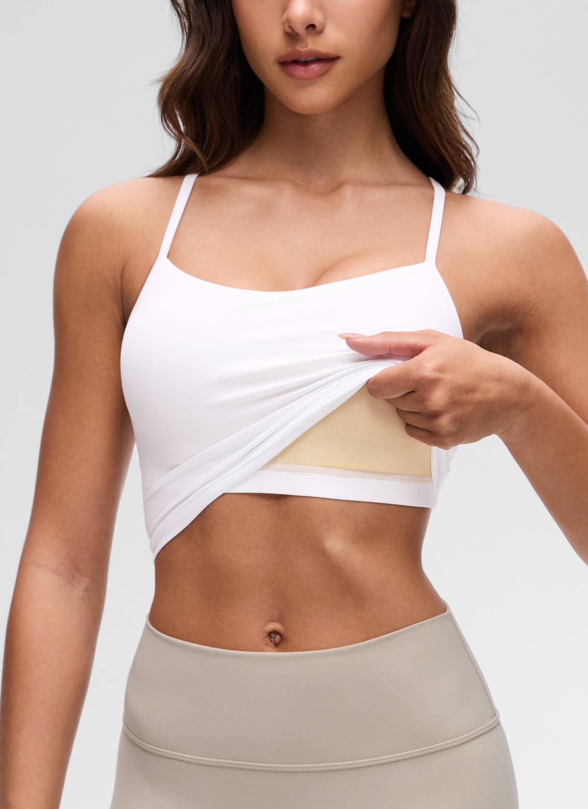 CRZ YOGA Butterluxe Tank Deportivo Largo con Espalda en Y para Mujer blanco