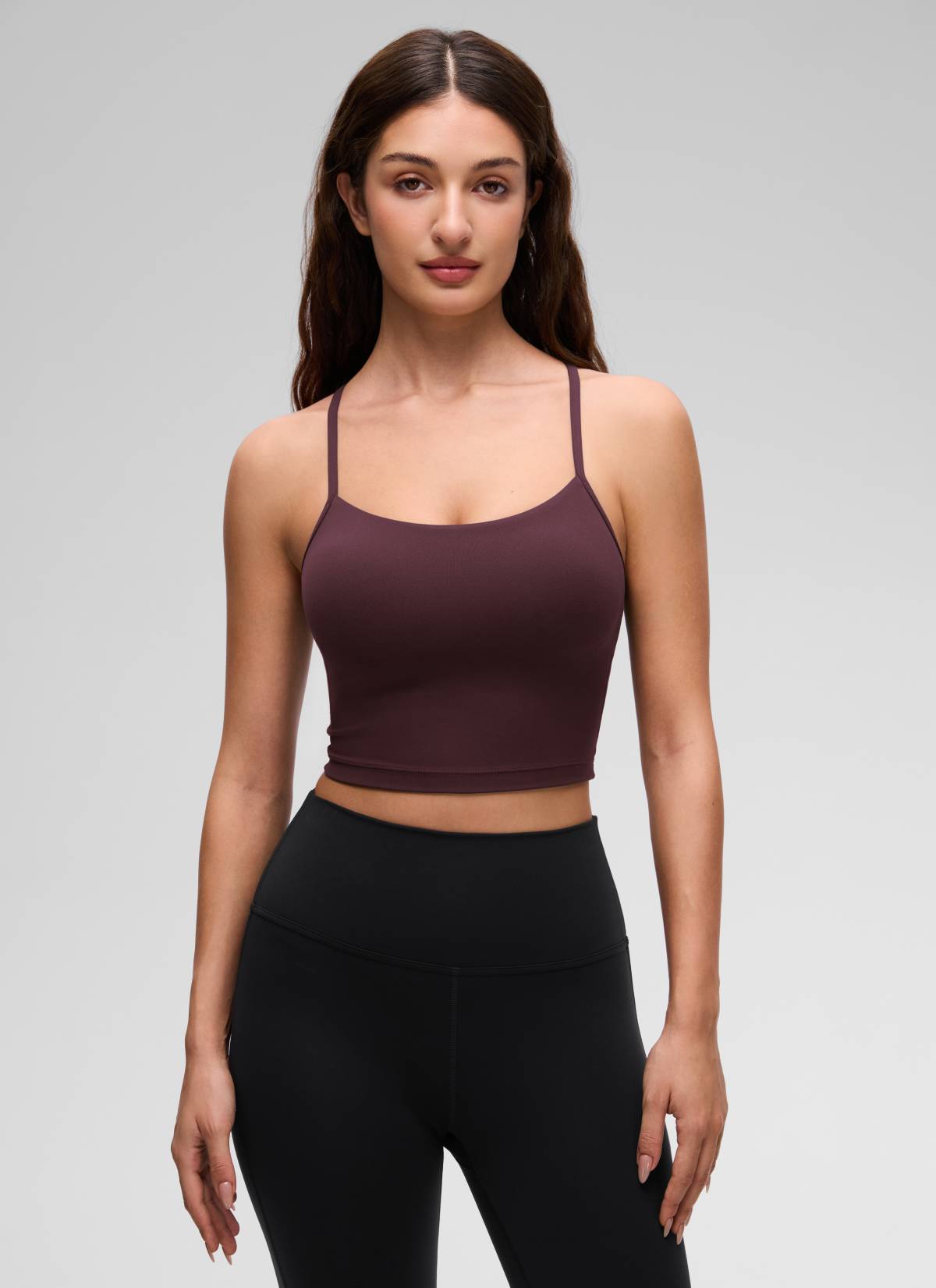 CRZ YOGA Butterluxe Tank Deportivo Largo con Espalda en Y para Mujer Ciruela madura