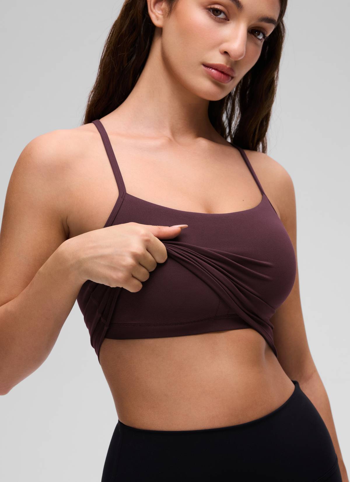 CRZ YOGA Butterluxe Tank Deportivo Largo con Espalda en Y para Mujer Ciruela madura