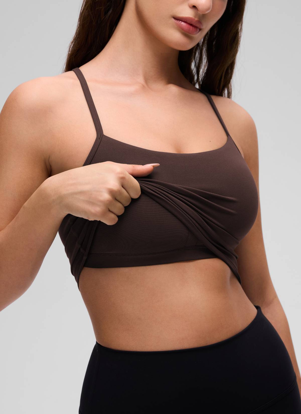 CRZ YOGA Butterluxe Tank Deportivo Largo con Espalda en Y para Mujer Marrón Fudge Caliente