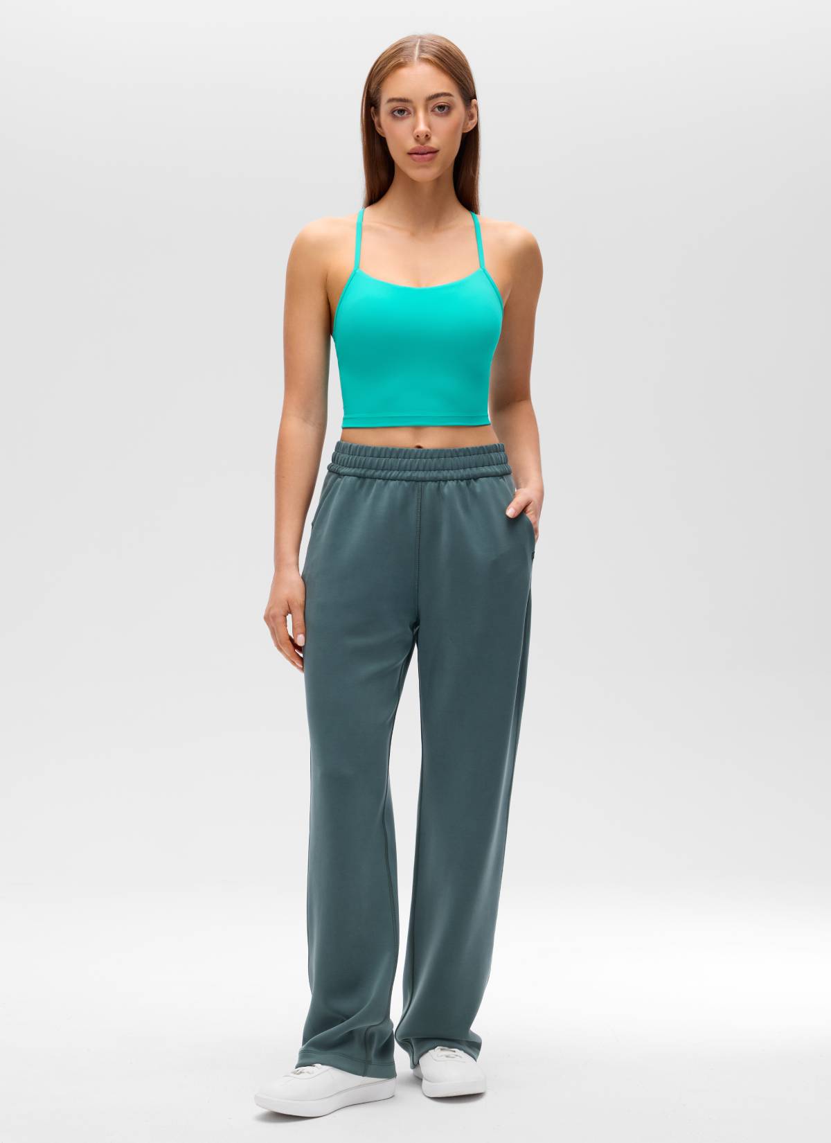 CRZ YOGA Butterluxe Tank Deportivo Largo con Espalda en Y para Mujer Trópicos Teal