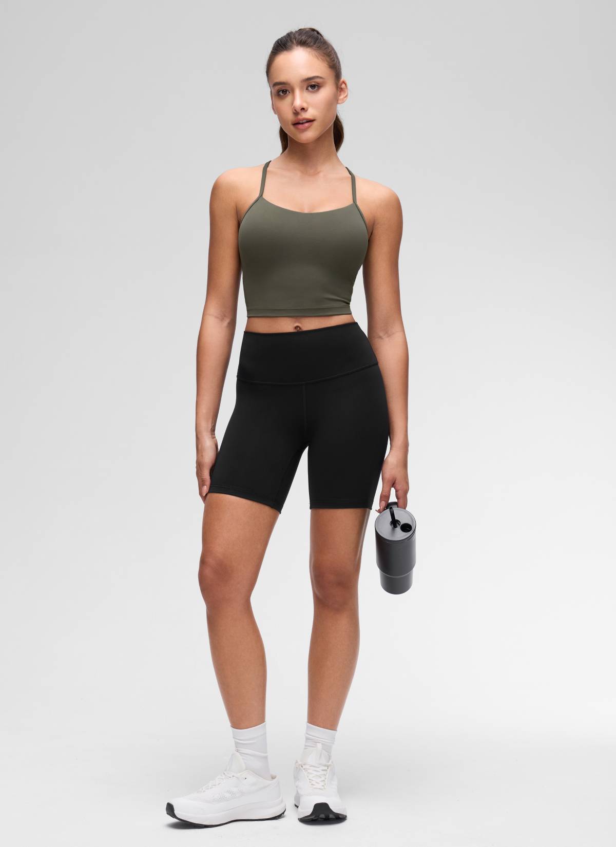 CRZ YOGA Butterluxe Tank Deportivo Largo con Espalda en Y para Mujer Verde Militar Claro