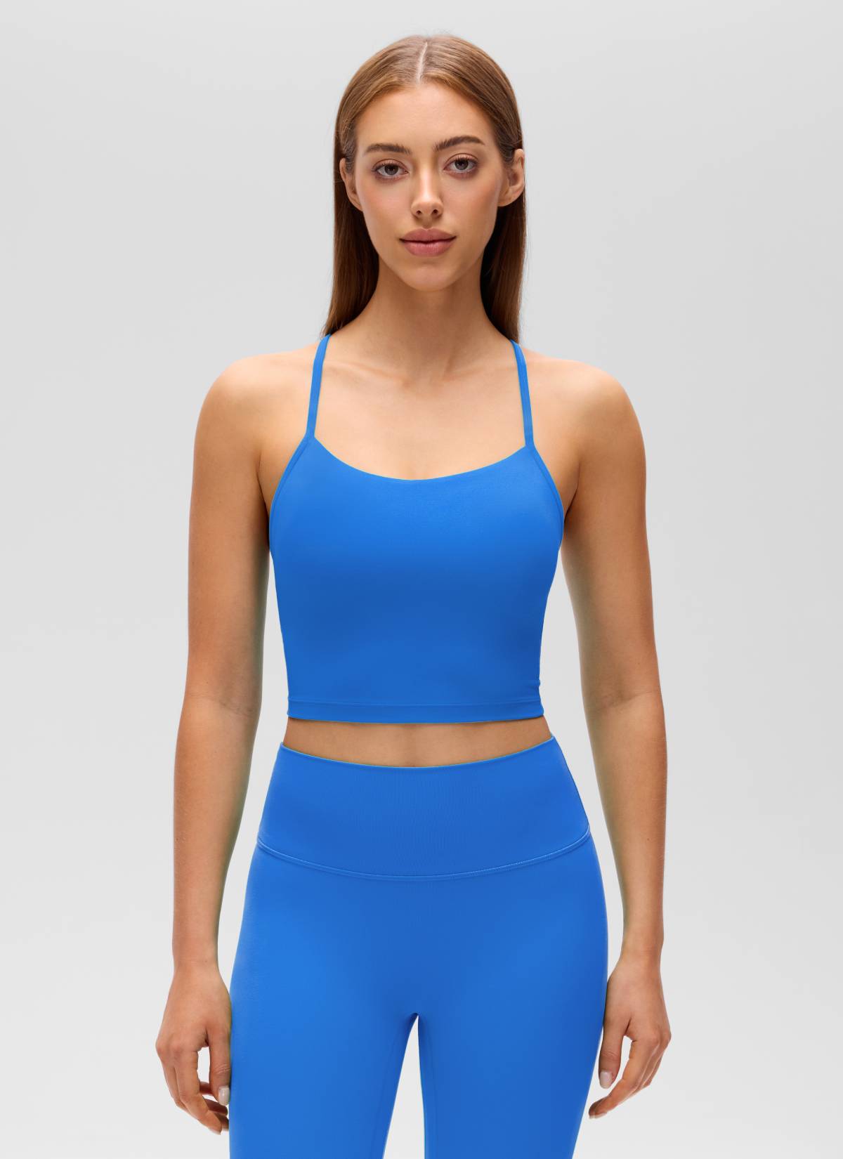 CRZ YOGA Butterluxe Tank Deportivo Largo con Espalda en Y para Mujer Azul Destello